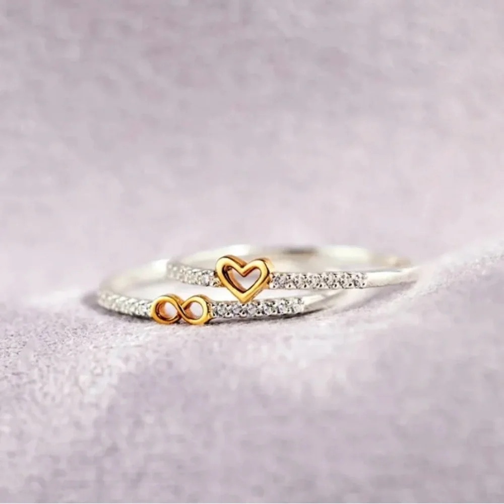 SOLID STERLING SILVER INFINITY HEART STACKABLE BAND RING